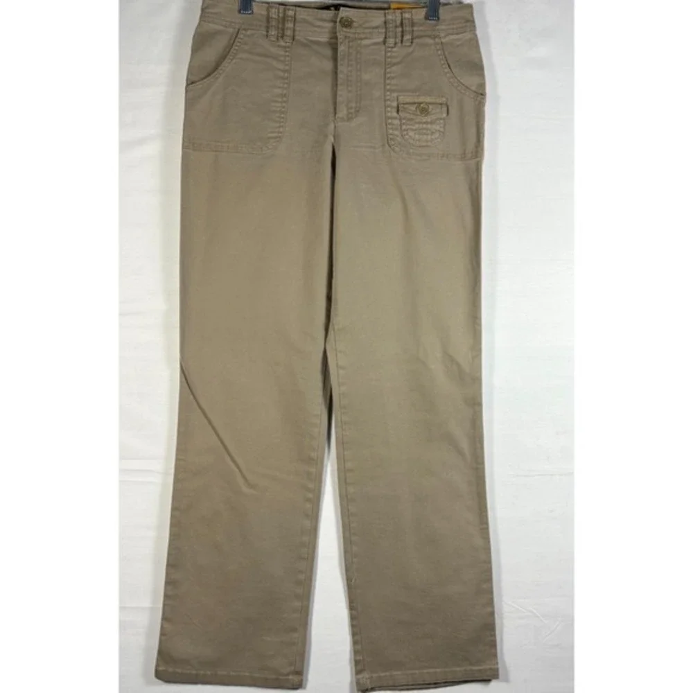 Gloria Vanderbilt Megan straight wide leg stretch Latte Khaki Sz 10 NWT